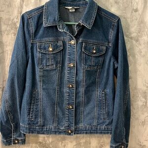 Christopher & Banks petite, medium, lightweight, jean jacket with button detail